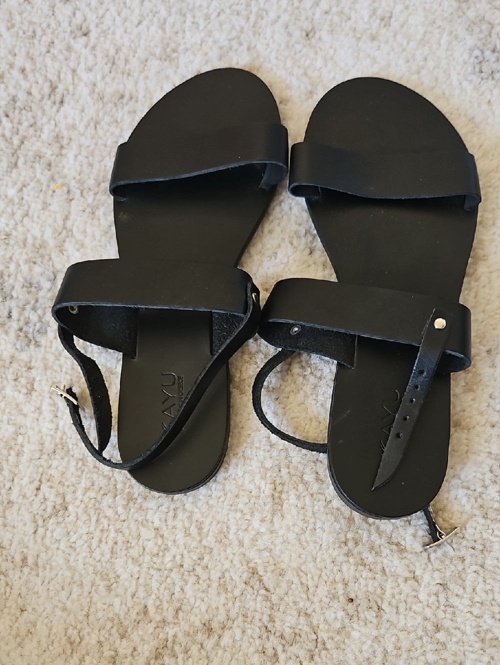 Kayu Women’s Black Two-Strap Ankle Sandals